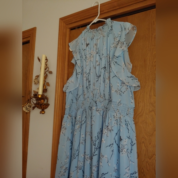 Ann Taylor Light Blue Dress with Flutter Sleeves - Picture 1 of 6